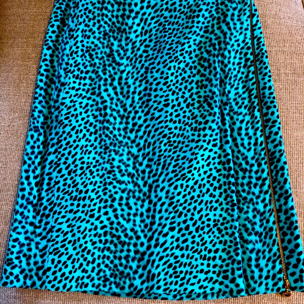 Vintage Versace turquoise cheetah print skirt
